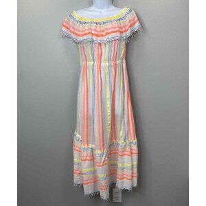 lemlem Tirunesh Beach Dress Size Large White Stripe Sunrise Cotton Gauze